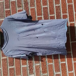 Vintage destroyed Project E t-shirt, Faded Blue, supima cotton size M